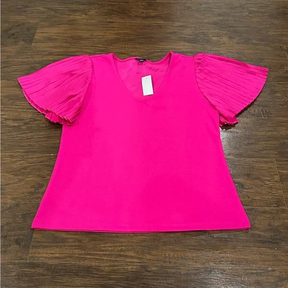 Ann Taylor Women's Pink V-Neck Shirt Sleeve Top Size S - Picture 1 of 7